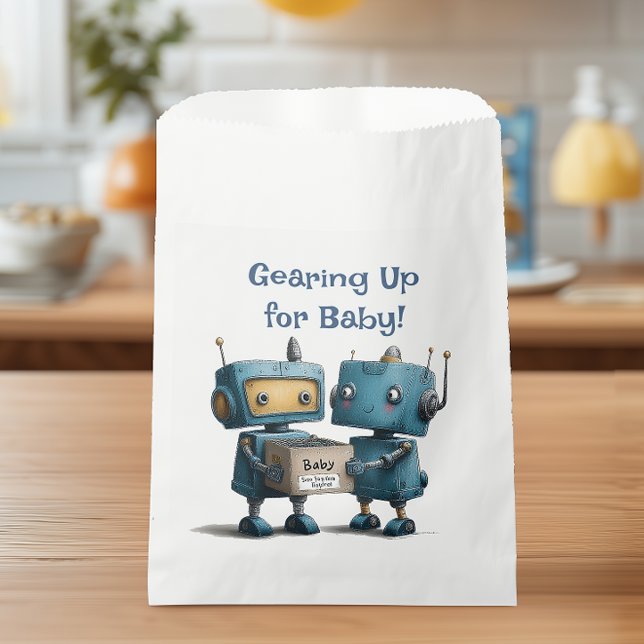 Gearing up for Baby Robot Baby Shower Favor Bag (Creator Uploaded)