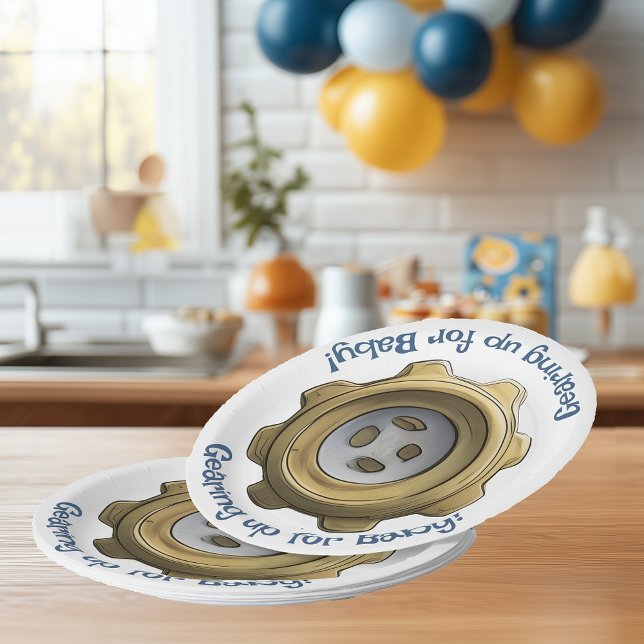 Gearing Up for Baby! Robot Gear Paper Plates (Creator Uploaded)