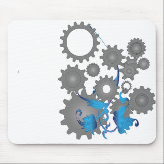 Gears and flowers mouse pad