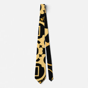 Gears Black Gold Monochromatic Pattern Neck Tie