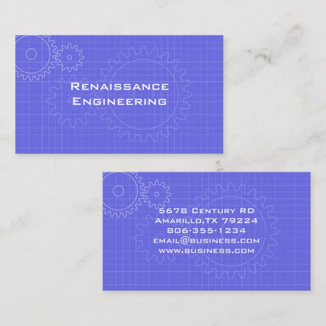 Gears Blueprint Business Card (Front/Back)