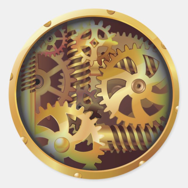 GEARS CLASSIC ROUND STICKER (Front)