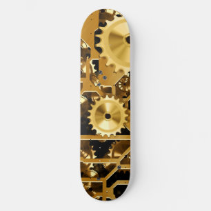 Gears Clock Gold Grunge Rust Destiny Design Skateboard