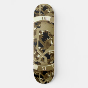 Gears Clock Gold Grunge Rust Destiny Design Skateboard Deck