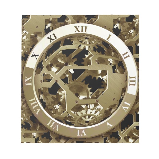 Gears Clock Office Design Digital Art Destiny Notepad (Front)