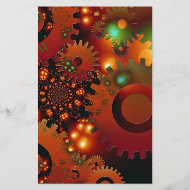 Gears Clock Office Design Digital Art Destiny Stationery (Front)