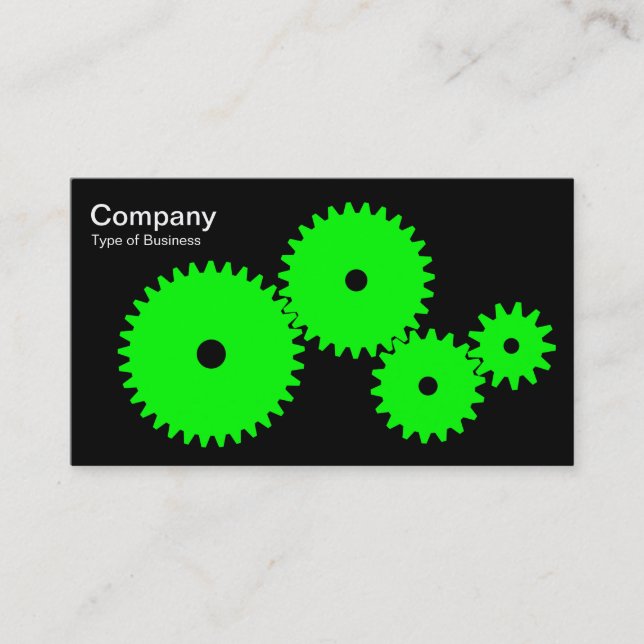 Gears - Green on Black Business Card (Front)