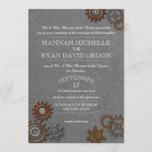 Gears Industrial Steel Grey Invitation