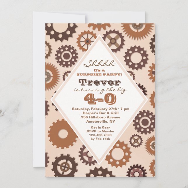 Gears Masculine Invitation (Front)