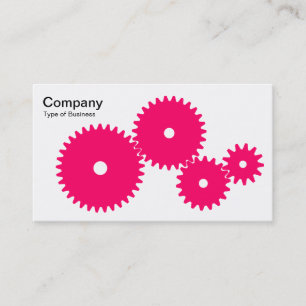 Gears - Neon Red on White Business Card