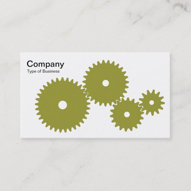 Gears - Olive Green on White Business Card (Front)