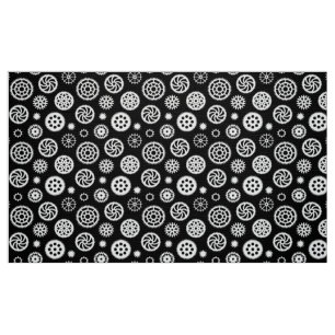 Gears Pattern 070819 - White on Black Fabric