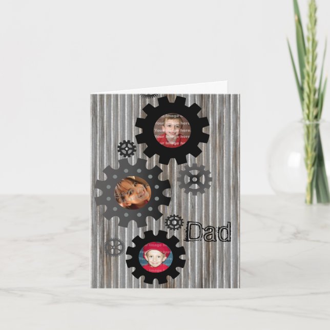 Gears Photo Frame Father's Day Card (Front)