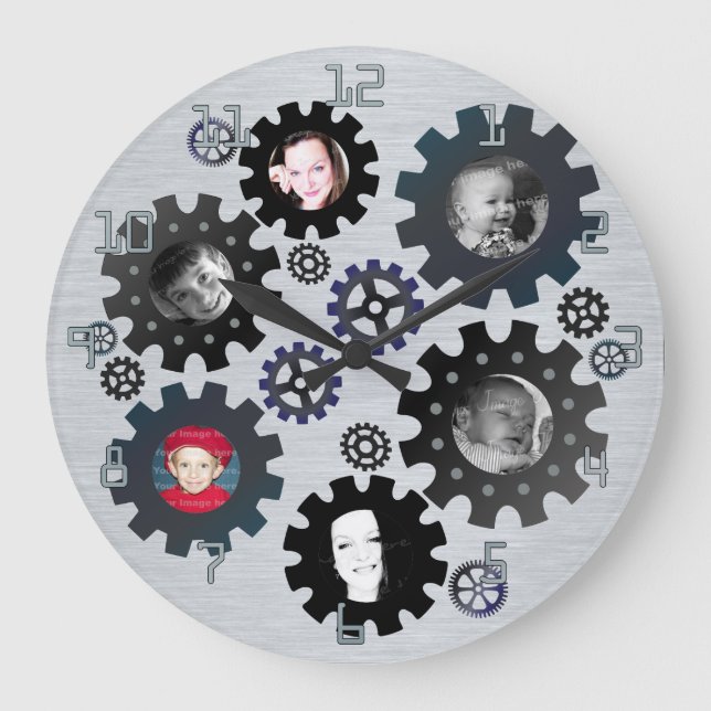 Gears Photo Frames Wall Clock (Front)