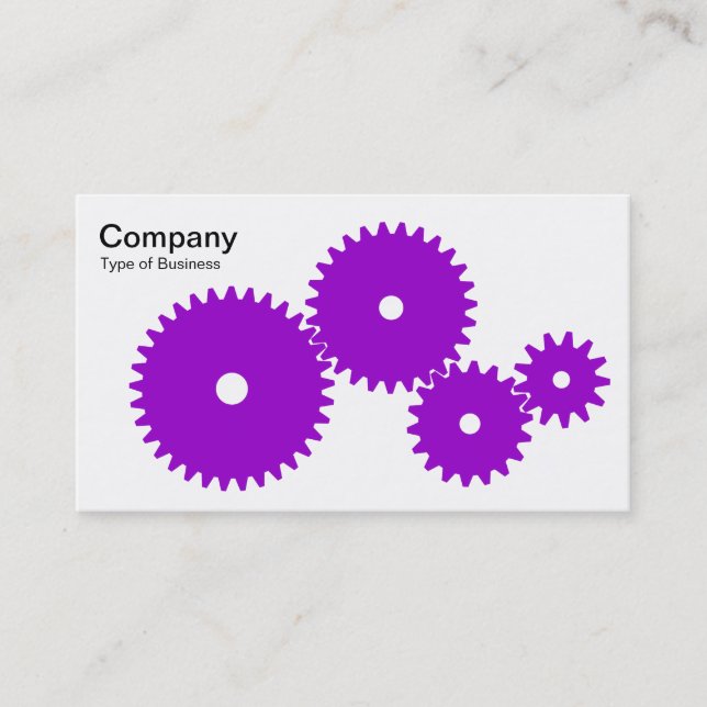 Gears - Purple on White Business Card (Front)