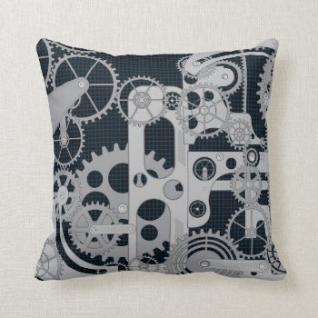 Gears Robotic Machinery Pillow by CosmicDogecoin at Zazzle