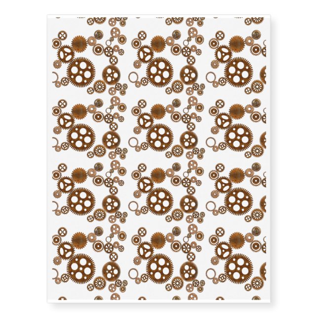 Gears Steam Punk Design Temporary Tattoos (Front)
