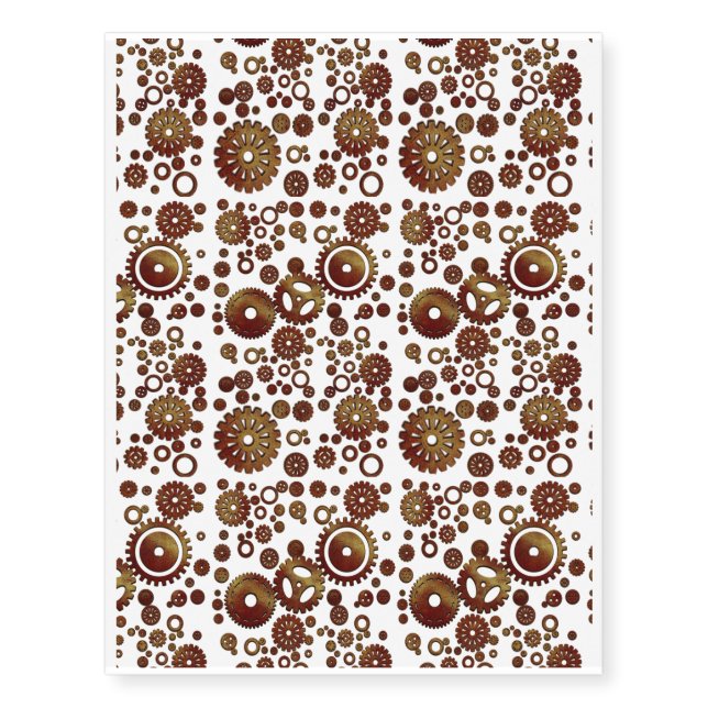 Gears Steam Punk Design Temporary Tattoos (Front)