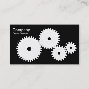 Gears - White on Black (Platinum) Business Card