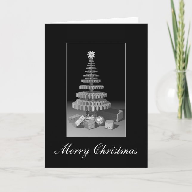 Gearwheel Christmas Tree Greeting Card (Front)