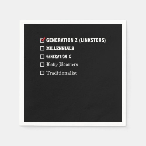 Gebnration Z Millenials Generation X Boomer Gift Napkins