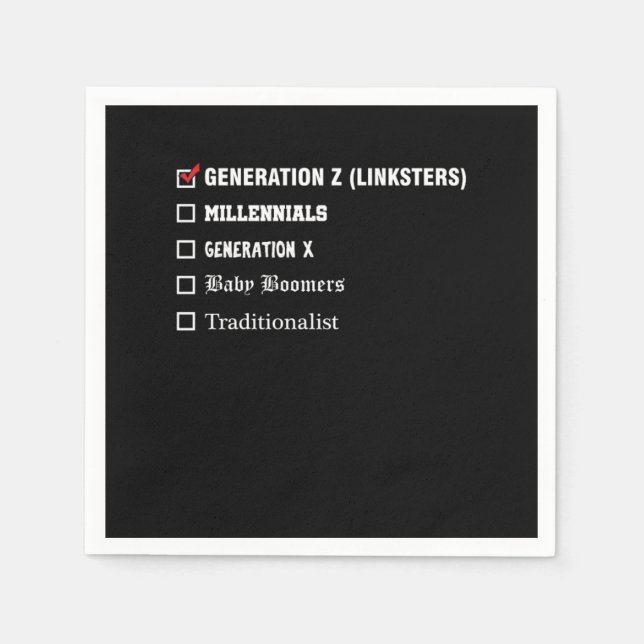 Gebnration Z Millenials Generation X Boomer Gift Napkins (Front)
