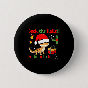 Geck The Halls Leopard Gecko Christmas Pun Pet Own Button