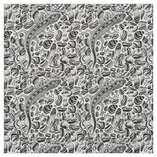 Gecko and pebbles fabric
