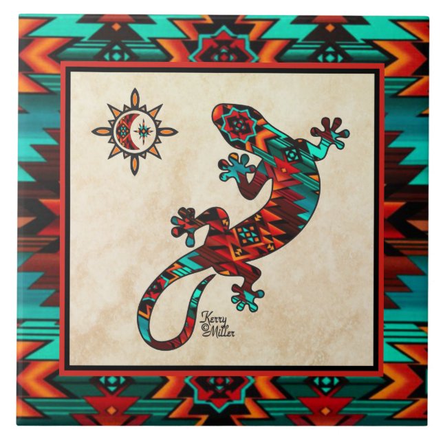 Gecko And Sun Ceramic Tile (Front)
