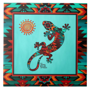 Gecko And Sun Ceramic Tile