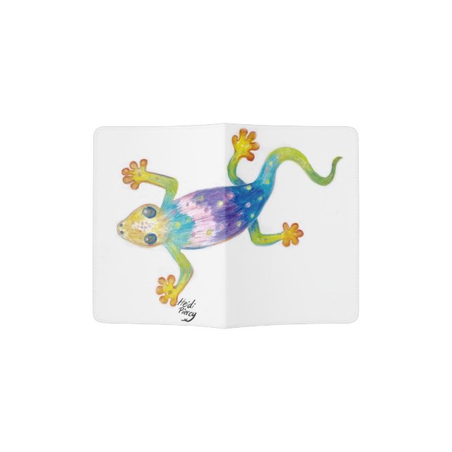 Gecko Art Passport Holder (Opened)