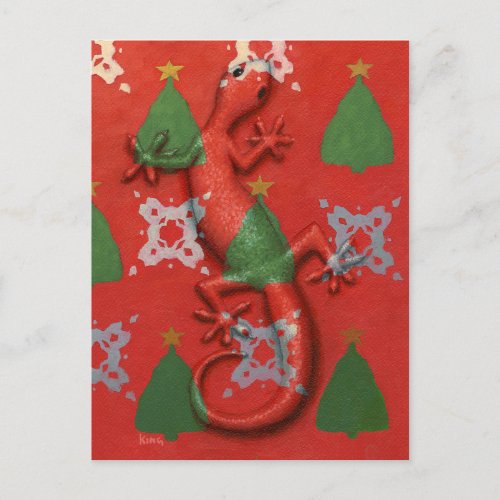 Gecko Christmas postcard