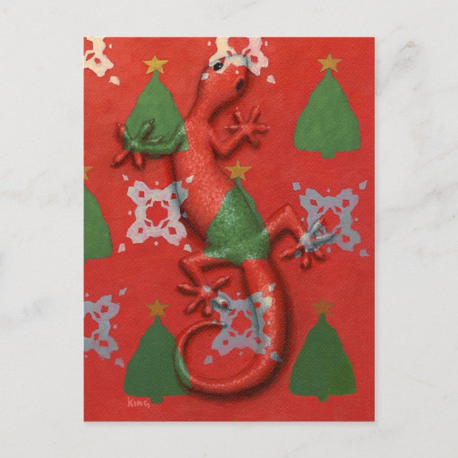 Gecko Christmas postcard (Front)