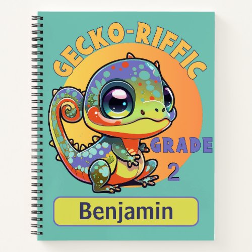 Gecko Custom Grade Name Alphabet Number Line Days Notebook