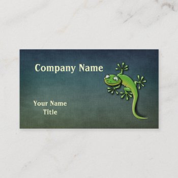 Gecko Dark Linen Texture Business Card by timelesscreations at Zazzle