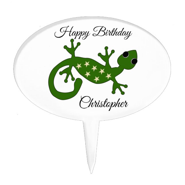 Gecko Design Birthday Cake Topper (Front)