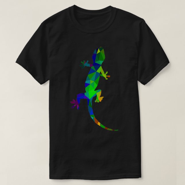 Gecko green blue made of polygons  T-Shirt (Design Front)