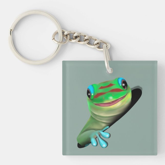 Gecko in a Hole Keychain (Front)