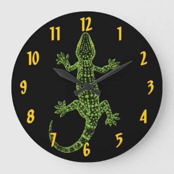 Gecko Large Clock by expressivetees at Zazzle