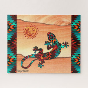 Gecko Lizard And Sun Jigsaw Puzzle