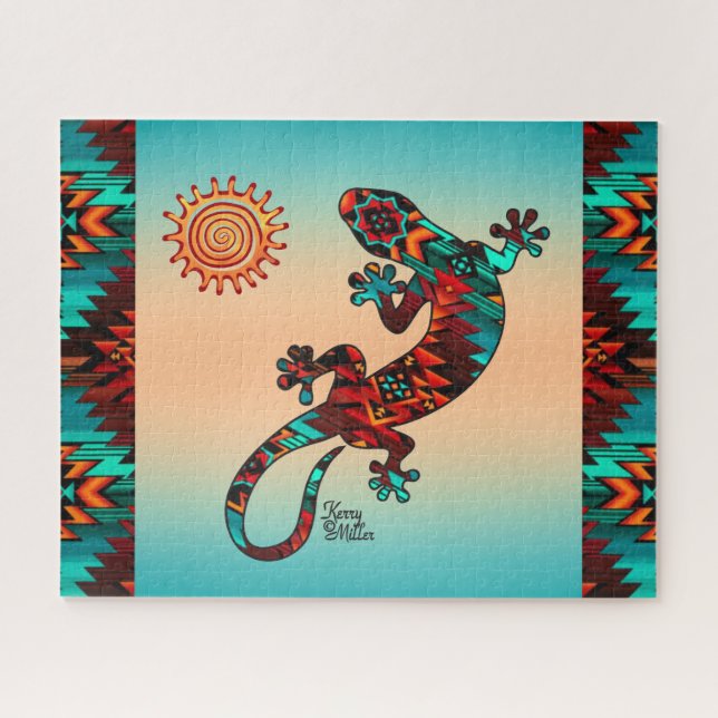 Gecko Lizard And Sun Jigsaw Puzzle (Horizontal)