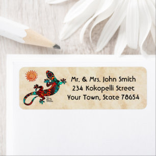 Gecko Lizard And Sun Label