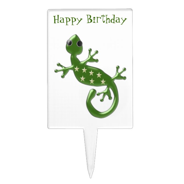 Gecko Lizard Birthday Cake Topper (Front)