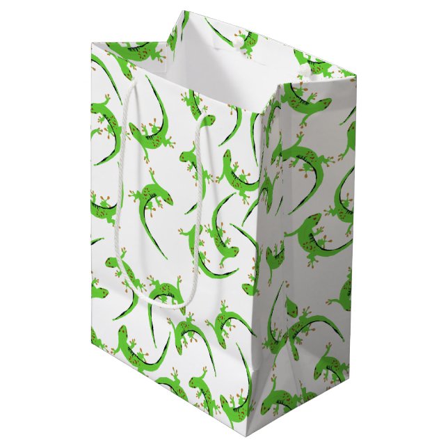 Gecko Lizard Reptile Pattern Medium Gift Bag (Front Angled)