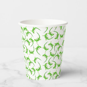 Gecko Lizard Reptile Pattern Paper Cups