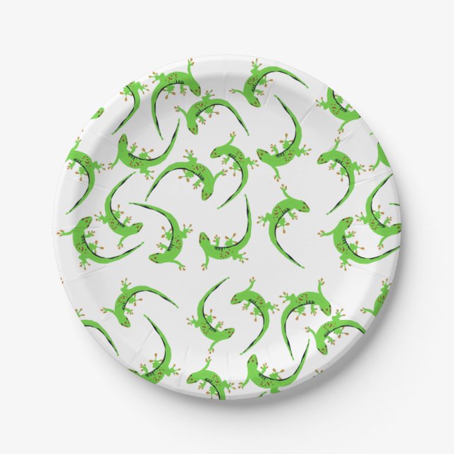 Gecko Lizard Reptile Pattern Paper Plates (Front)