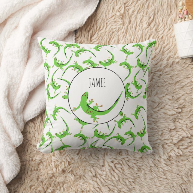 Gecko Lizard Reptile Pattern  Throw Pillow (Blanket)
