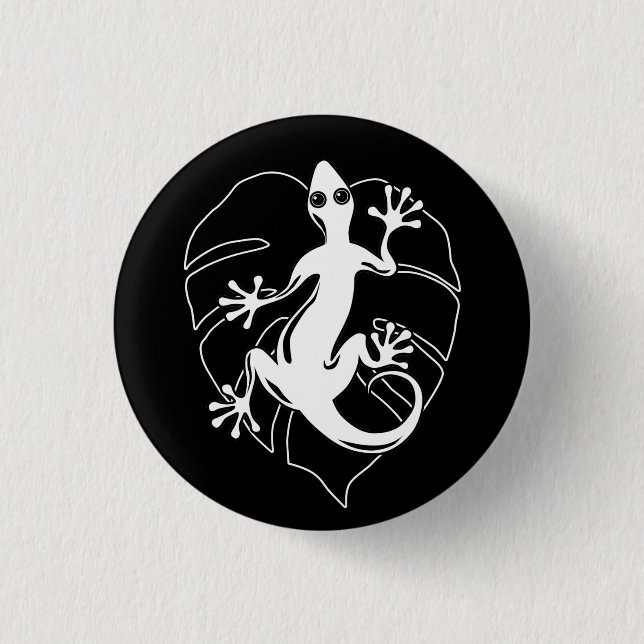 Gecko Lizard Silhouette Button (Front)