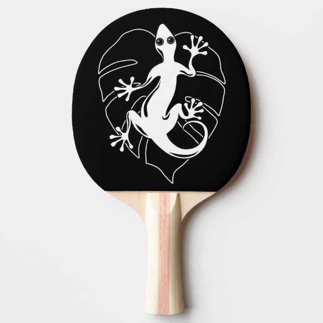 Gecko Lizard Silhouette Ping Pong Paddle (Front)