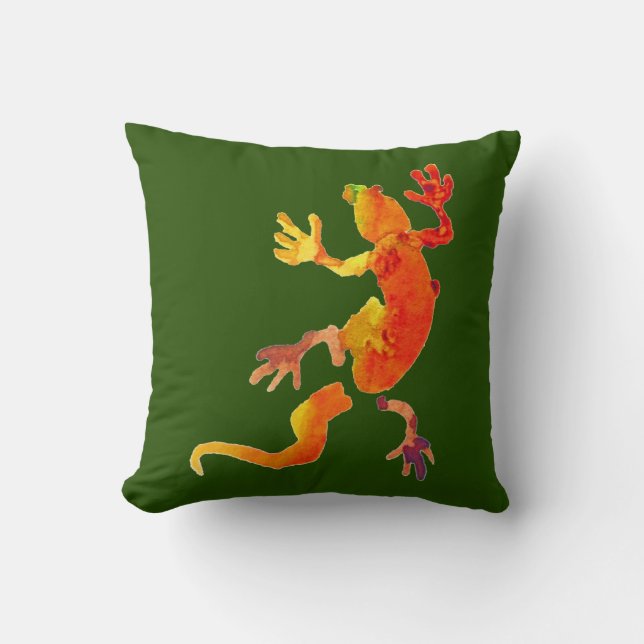 Gecko lizard wildlife eco reptile throw pillow (Front)